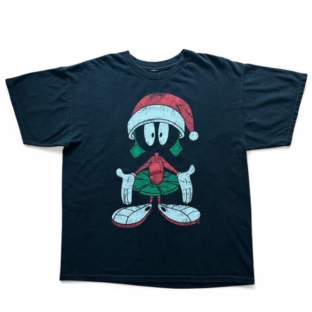 Vintage 90s Looney Tunes Marvin the Martian Santa Hat Christmas T-shirt XL